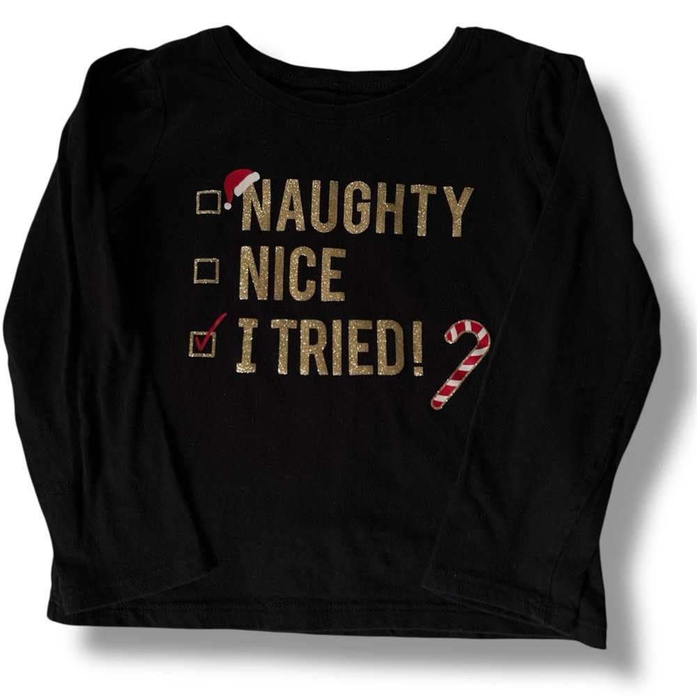 Kids Black Holiday Graphic Shirt Size 3T - Picture 2 of 4